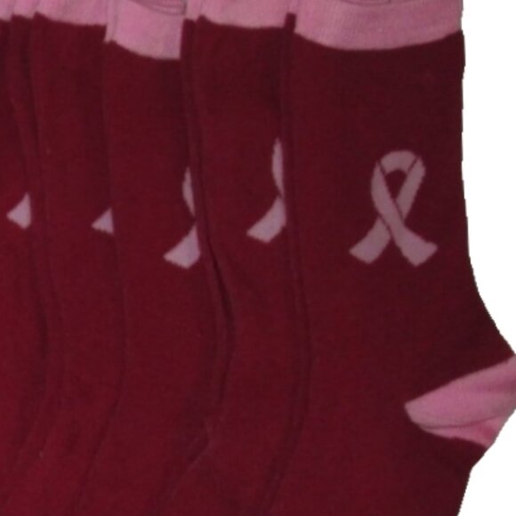 17 Pair Breast Cancer Awareness Pink Ribbon Crew Socks Shoe Size 4-10 - Picture 3 of 6
